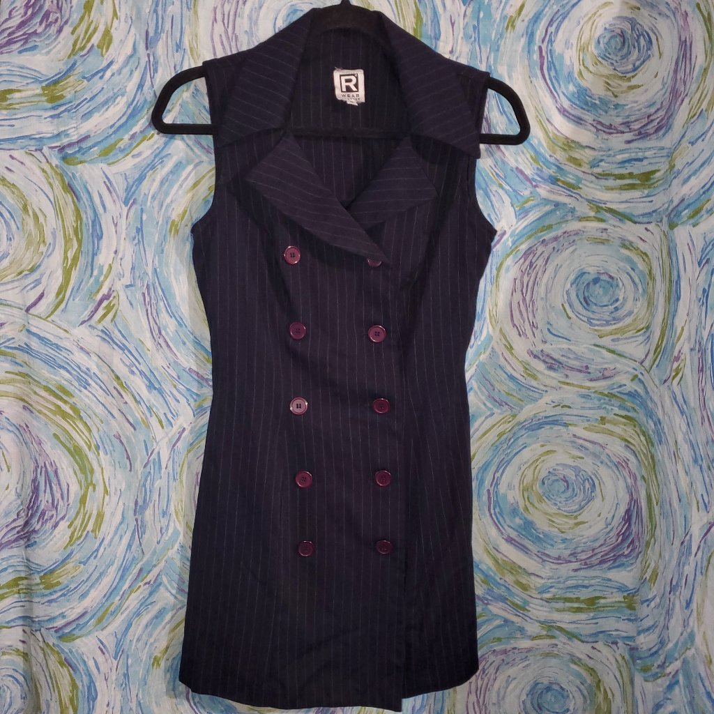 Navy Pinstripe Rampage Mini Dress